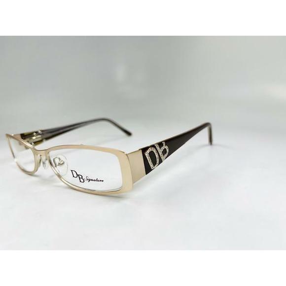 New DB Signature DBS02 Gold & Brown Eyeglasses 51/16/135